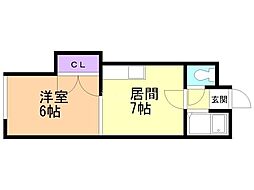 パールビュー 1DKの間取図画像