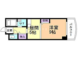 コンフォート中の島2 1DKの間取図画像