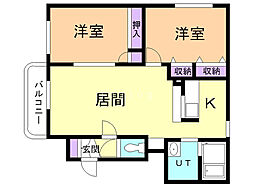 アップルコート真駒内 2LDKの間取図画像