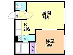 コンフォートライフ2 1LDKの間取図画像
