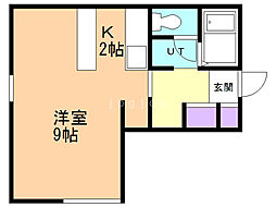 グレイシャス美園 1Kの間取図画像