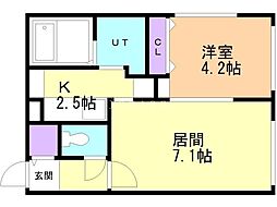 AminasT15 1LDKの間取図画像