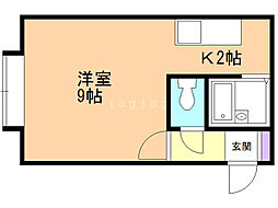 グリーンハイム 1Kの間取図画像