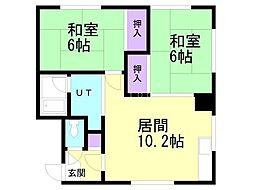 佐々木ハイツ 2LDKの間取図画像