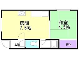 コーポグリーンピジョン 2階1DKの間取り