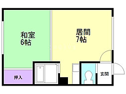 栄マンション 2階1DKの間取り
