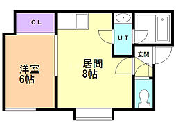 ホワイトコートカヤ12 1階1LDKの間取り