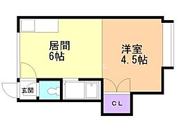 第16森宅建マンション 2階1DKの間取り