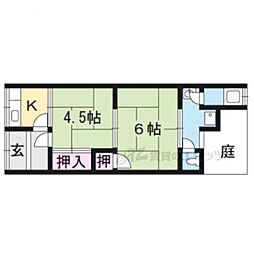 京福電気鉄道北野線 妙心寺駅 徒歩2分の賃貸アパート 2階2Kの間取り