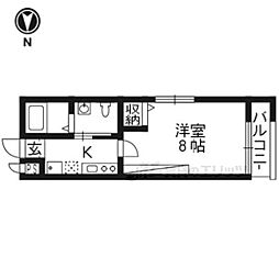 阪急嵐山線 松尾大社駅 徒歩10分の賃貸マンション 1階1Kの間取り