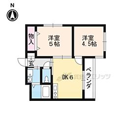 ブライトホーム 1階2DKの間取り