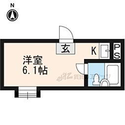 ロイヤル太秦 2階ワンルームの間取り