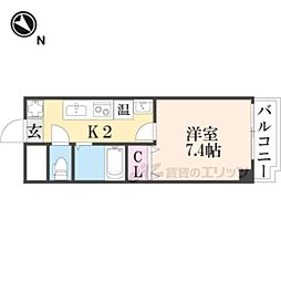 阪急京都本線 桂駅 バス13分 国道三ノ宮下車 徒歩3分の賃貸マンション 5階1Kの間取り