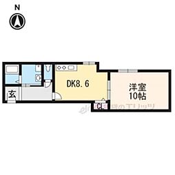 京福電気鉄道北野線 宇多野駅 徒歩12分の賃貸マンション 3階1LDKの間取り