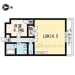 チェリーブロッサム嵯峨野 1階1LDKの間取り