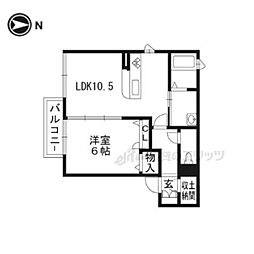 シャーメゾン南丹 2階1LDKの間取り