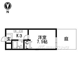 京福電気鉄道嵐山本線 車折神社駅 徒歩5分の賃貸アパート 1階1Kの間取り