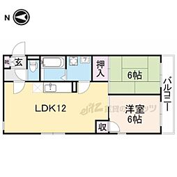 アズール中川 3階2LDKの間取り