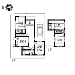 JR山陰本線 嵯峨嵐山駅 徒歩15分の賃貸一戸建て 2階4DKの間取り