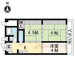 JR山陰本線 太秦駅 徒歩7分の賃貸マンション 4階3Kの間取り