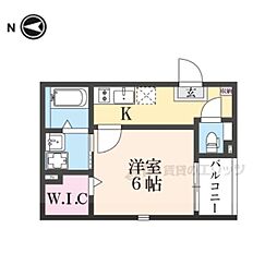 JR山陰本線 花園駅 徒歩8分の賃貸アパート 3階1Kの間取り