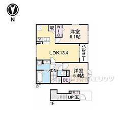 プラネット 2階2LDKの間取り