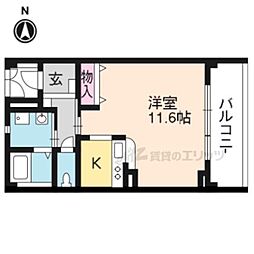 ミュー花水木弐番館 3階1Kの間取り