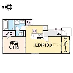 メゾン・レゾナンスI 1階1LDKの間取り