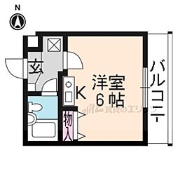 京都市営烏丸線 北大路駅 バス19分 土天井町下車 徒歩1分の賃貸マンション 4階ワンルームの間取り