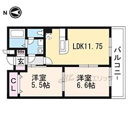 プラシードＴＳＵＫＡＳＡＡ棟 1階2LDKの間取り