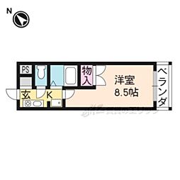 グランドールワタナベII 1階1Kの間取り