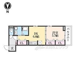 梅津東構口町アパート 3階1DKの間取り