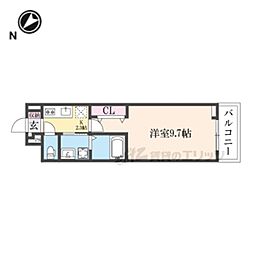 オーサム ヴィレッジ 京都桂 1Kの間取図画像