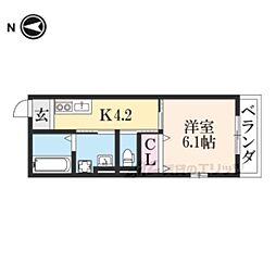 JR山陰本線 嵯峨嵐山駅 徒歩3分の賃貸アパート 2階1Kの間取り