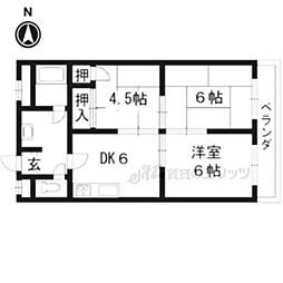 JR山陰本線 太秦駅 徒歩15分の賃貸マンション 6階3DKの間取り