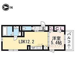 アムール嵐山 1LDKの間取図画像