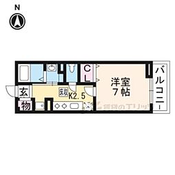 グランツ並河 1Kの間取図画像