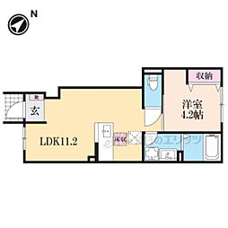 ベルード篠山口 1LDKの間取図画像