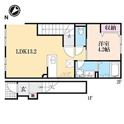 ベルード篠山口 1LDKの間取図画像