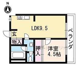 プレジール桂 1LDKの間取図画像