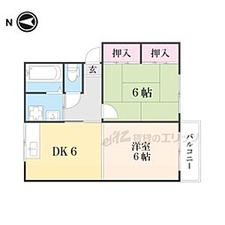 さくらハイツ 2DKの間取図画像
