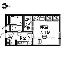 レオパレス北野 1Kの間取図画像