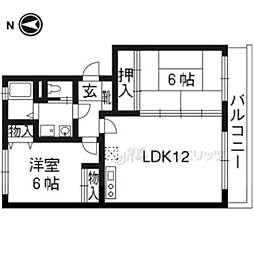 アズール中川 2LDKの間取図画像