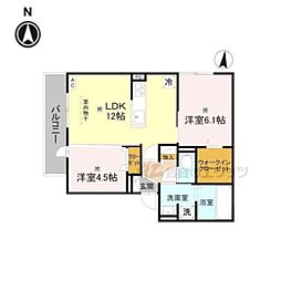 GRAMM松室吾田神町 A棟 2LDKの間取図画像