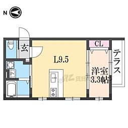 レーブ亀岡 1LDKの間取図画像