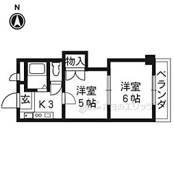 プリマベーラ西京極 2Kの間取図画像