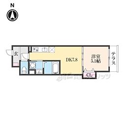 CloverResidence京都西大路 1DKの間取図画像