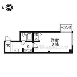 アメニティK2 1Kの間取図画像