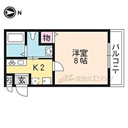 ASフラッティ紫竹 1Kの間取図画像