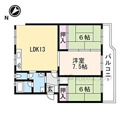 膳所ハイツ11号棟 3LDKの間取図画像